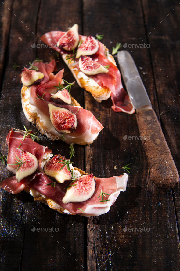 Figs and prosciutto bruschetta Stock Photo by fotografiche PhotoDune